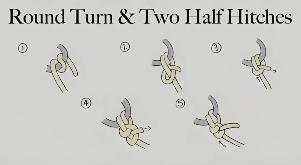 round turn and two half hitches (দড়ির কাজ)